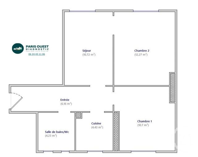 Appartement F3 à louer - 3 pièces - 48.5 m2 - PARIS - 75013 - ILE-DE-FRANCE - Century 21 Lutèce Immobilier
