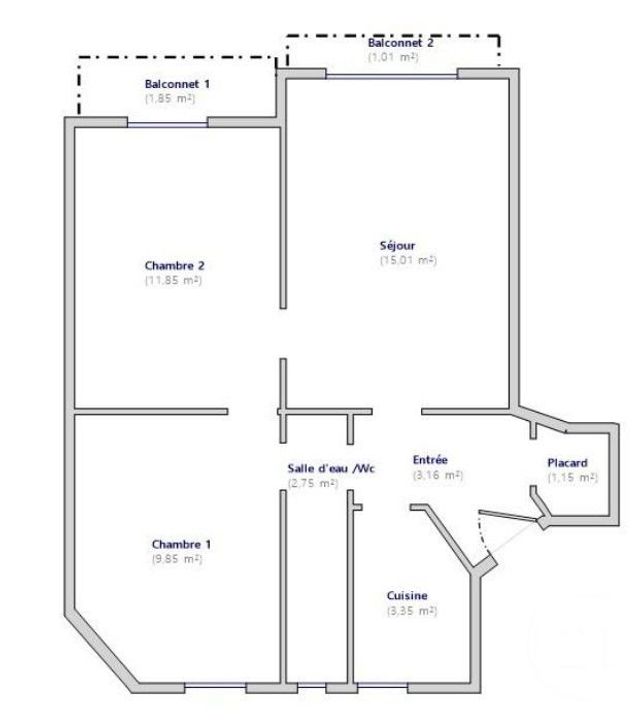 Appartement F3 à louer - 3 pièces - 47.12 m2 - PARIS - 75013 - ILE-DE-FRANCE - Century 21 Lutèce Immobilier